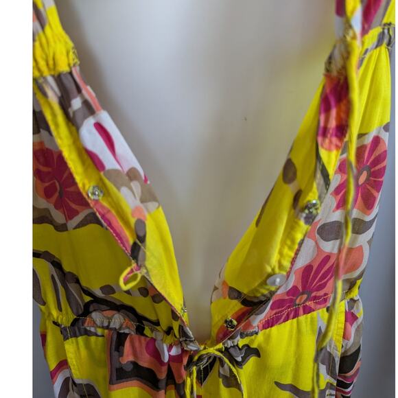 Myskova Floral Print Lightweight Jumpsuit Swim Coverup Yellow Size 1 - Picture 8 of 14